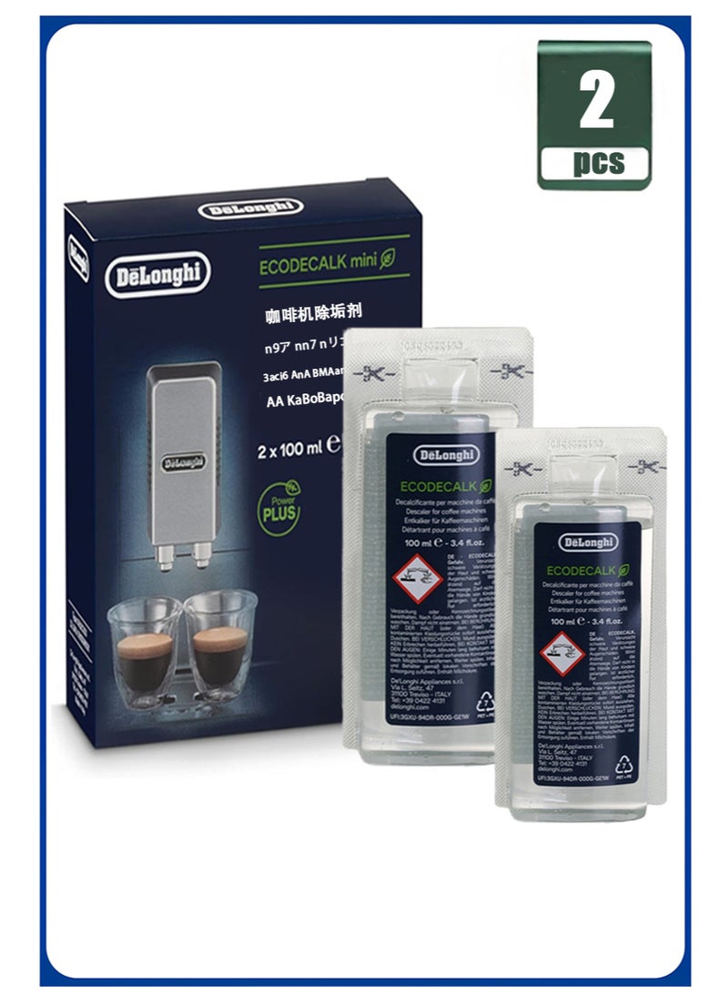 De'Longhi Delonghi EcoDecalk Descaler， Eco Friendly Universal Descaling Solution for Coffee Machines and Espresso Machines (2pcs 100ml) - Image 1